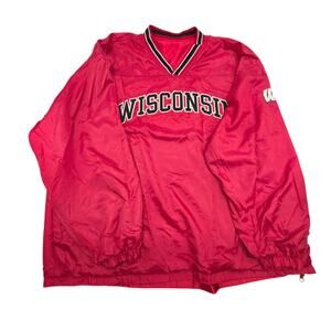 Vintage 90's Wisconsin Badgers Red Reversible Pullover V-Neck Windbreaker XXL